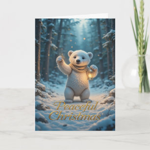 Tarjeta Oso Polar Mágico con Linterna Acogedor Invierno