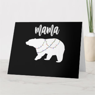 Tarjeta Oso Polar Mamá Oso Cadena De Luces Navidad