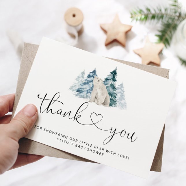 Tarjeta Oso polar minimalista gracias (Subido por el creador)