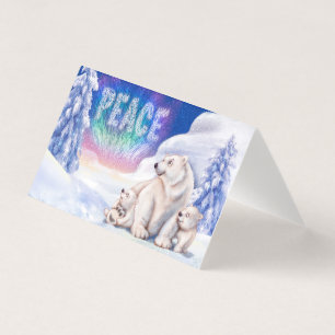Tarjeta oso polar y cachorros lindo navidad plegable tarje