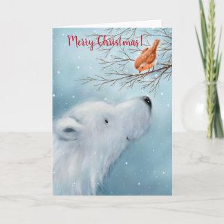 Tarjeta Oso Polar y Robin, Feliz Navidad