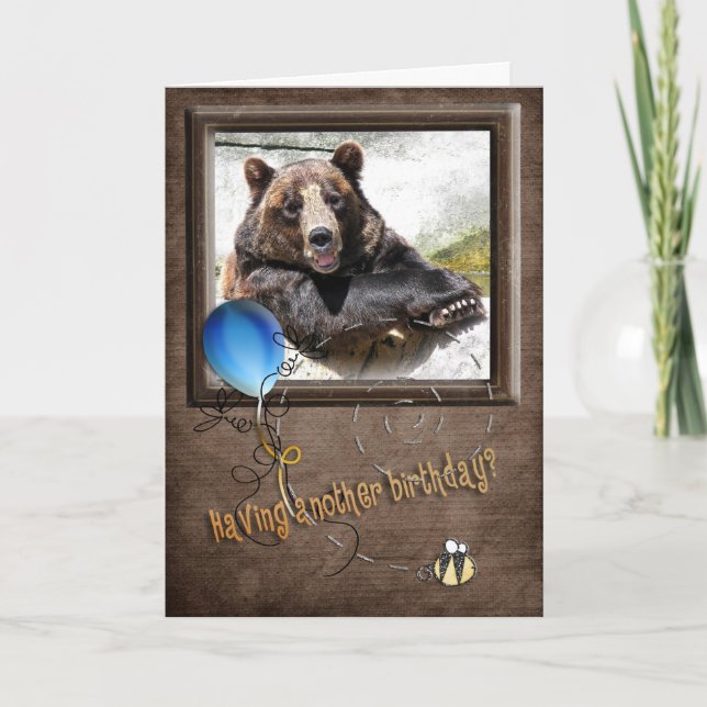 Tarjeta Oso sonriente del cumpleaños (Anverso)