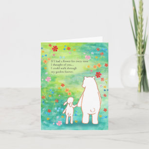 Tarjeta Oso y Conejito Aniversario San Valentín Flores Sil