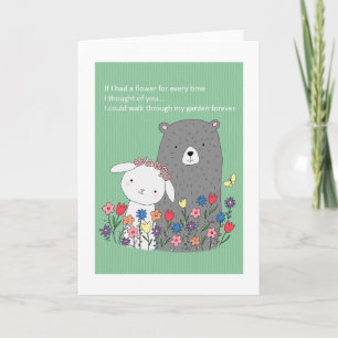 Tarjeta Oso y conejito Lindo Te amo Día de San Valentín