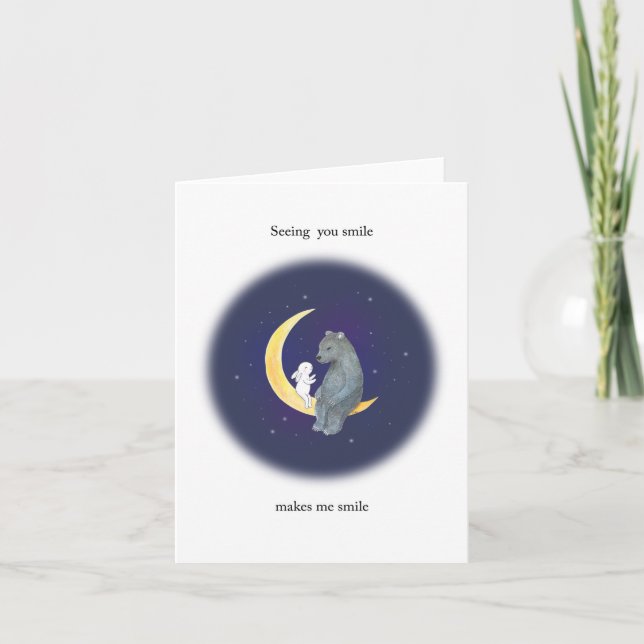 Tarjeta Oso y conejo en el Aniversario de la Luna San Vale (Anverso)