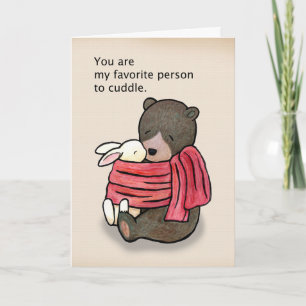 Tarjeta Oso y conejo se abrazan en el aniversario de San V