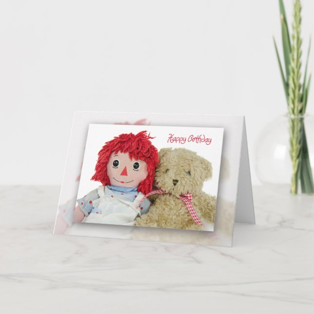 Tarjeta Oso y muñeca de cumpleaños (Anverso)