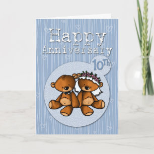 Tarjeta osos de aniversario feliz - 10 años