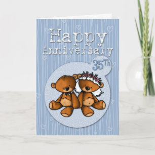 Tarjeta osos de aniversario feliz - 35 años