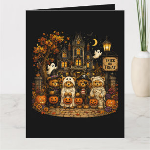 Tarjeta Osos de Halloween de los 90 Truco o trato Vintage