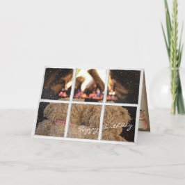 Tarjeta osos de peluche por cumpleaños con chimenea