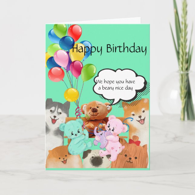 Tarjeta Osos de peluche y globos (Anverso)