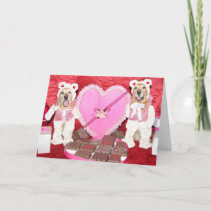 Tarjeta Osos de San Valentín y chocolate recuperados de or