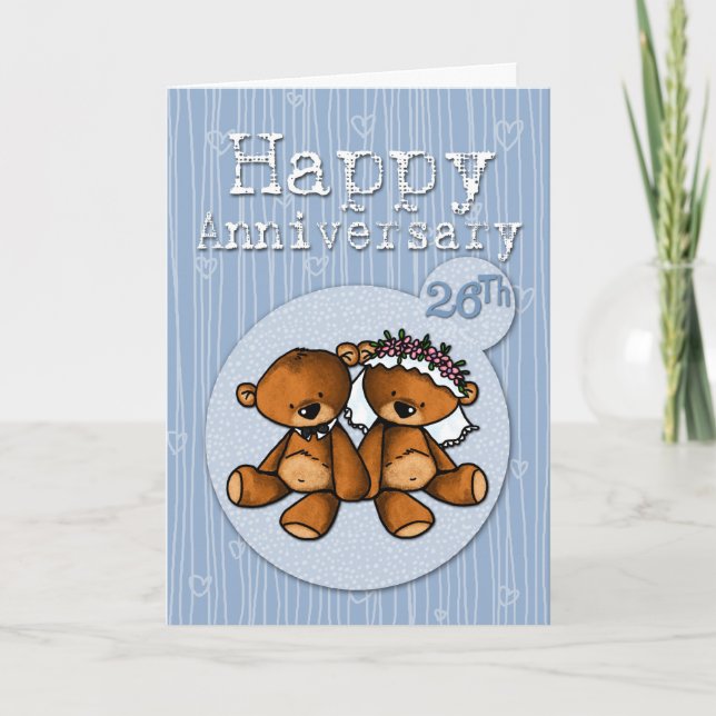 Tarjeta osos felices para el aniversario - 26 años (Anverso)