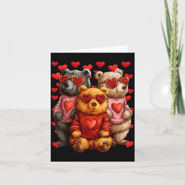 Tarjeta Osos Lindos Con Singles Del Día De San Valentín Co (Anverso)