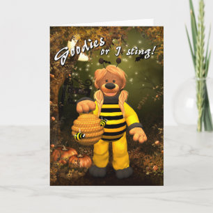 Tarjeta Osos pequeños poca abeja del truco o de la