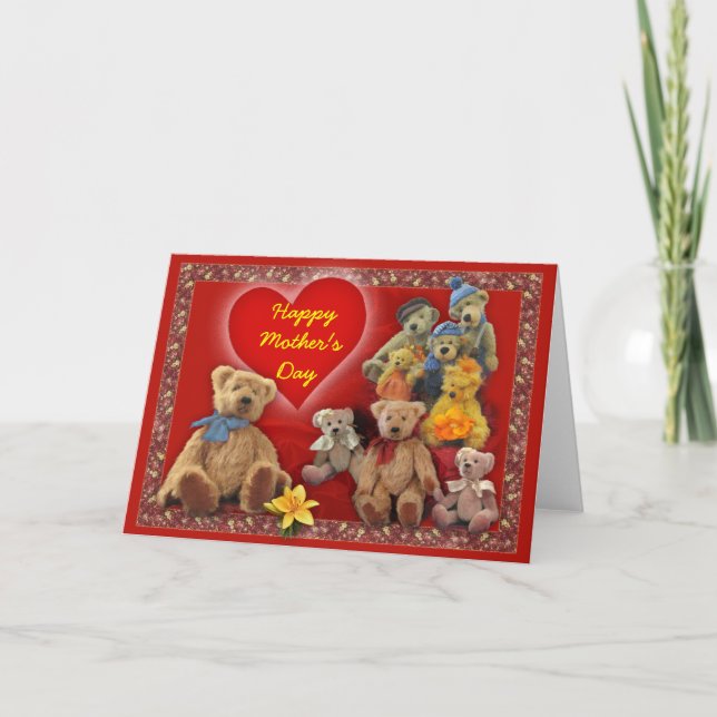 Tarjeta Osos Teddy del Día de la Madre (Anverso)