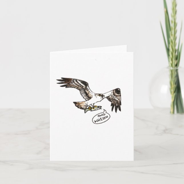 Tarjeta "osprey & fish," small, 4x5.6" blank greeting card (Anverso)