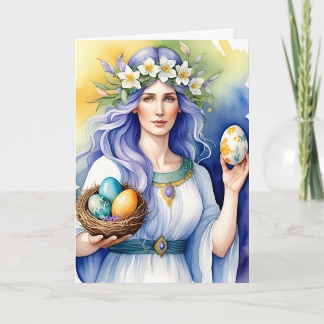Tarjeta Ostara Goddess Spring Equinox Sabbat Wicca Holiday (Anverso)
