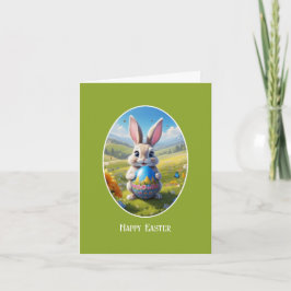Tarjeta Osterhase mit Ei, Oval - 