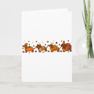 Tarjeta Otoño Calabaza Caída Dachshund Día de Acción de Gr