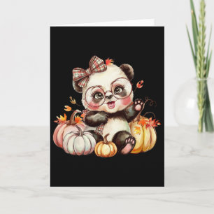 Tarjeta Otoño Calabaza Panda Oso Lindo Otoño Acción de Gra