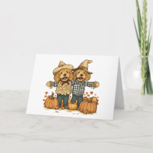 Tarjeta Otoño Cosecha Goldendoodle Dogs