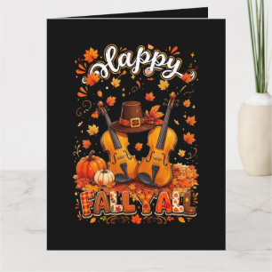 Tarjeta Otoño de Acción de Gracias para todos Violín Hojas