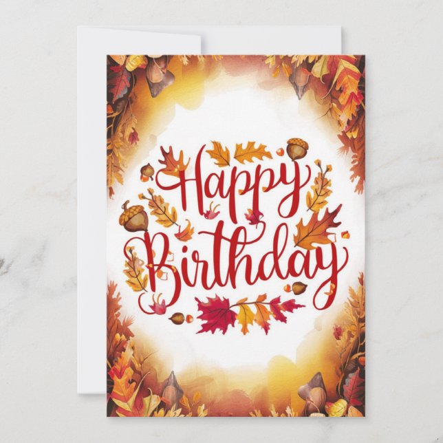 Tarjeta Otoño de otoño feliz cumpleaños (Anverso)