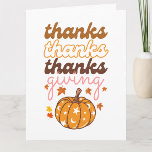 Tarjeta Otoño deja Groovy Calabaza vacaciones Día de Acció