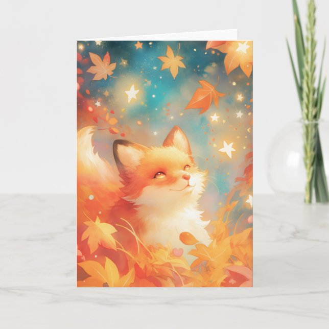 Tarjeta Otoño Encantado del Zorro (Anverso)