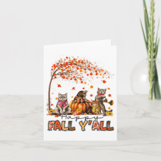 Tarjeta Otoño Happy Fall Yall Gats Autumn Lover Pumpkins