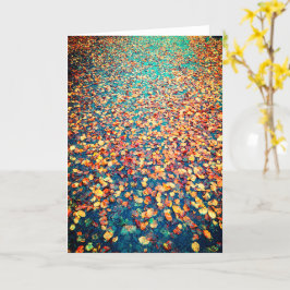 Tarjeta Otoño Sale del Camino del Bosque Húmedo