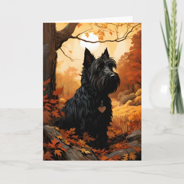 Tarjeta Otoño Scottish Terrier (Anverso)