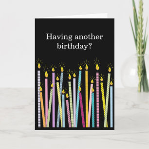 Tarjeta Otro cumpleaños, demasiadas velas