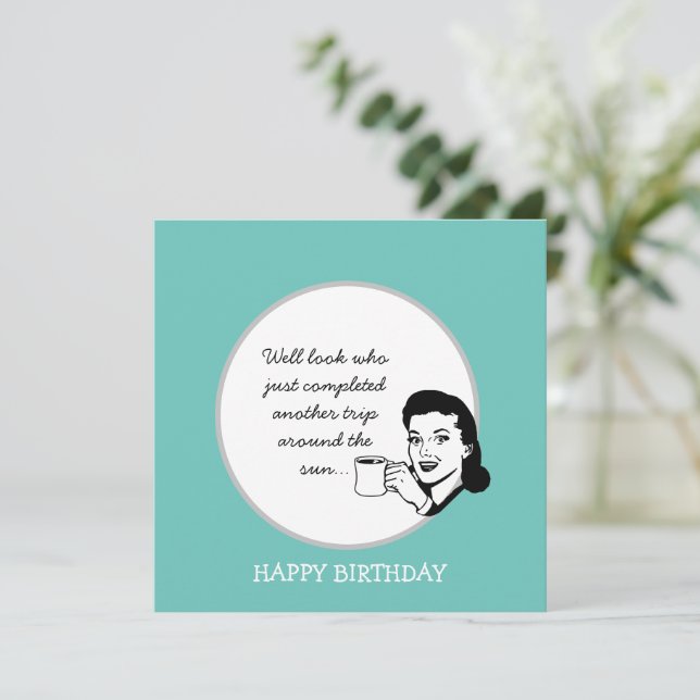 Tarjeta Otro viaje alrededor del cumpleaños del famoso ret (Anverso de pie)
