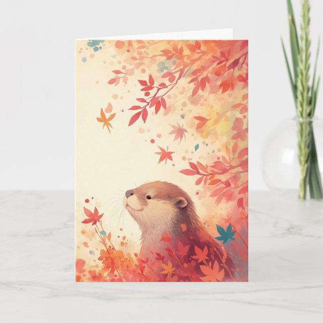 Tarjeta Otter Autumn Wonder (Anverso)