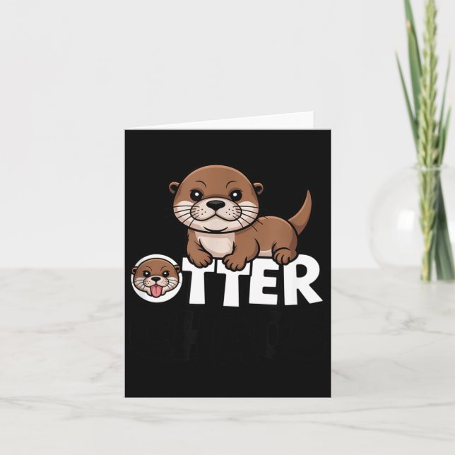 Tarjeta Otter Chaos Funny Animal Lover Cute Pun Sayings Qu (Anverso)