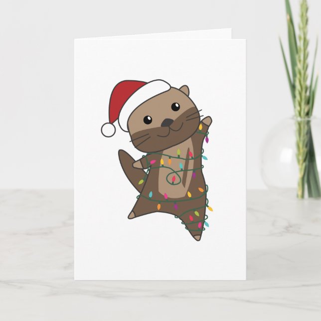 Tarjeta Otter Christmas Snow Winter Animals Otter (Anverso)