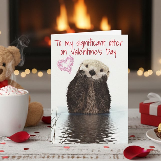 Tarjeta Otter Cute de otros El día de San Valentín signifi (Subido por el creador)