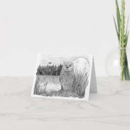 Tarjeta Otter en la luz de la luna