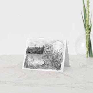 Tarjeta Otter en la luz de la luna