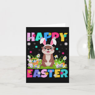 Tarjeta Otter Happy Easter Egn Hunt Bunny Ear Otter Easter
