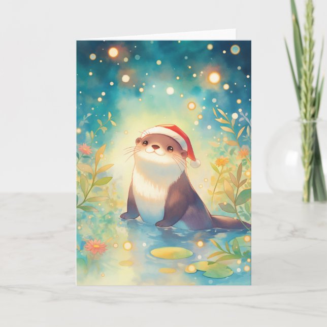 Tarjeta Otter Holiday Glow (Anverso)