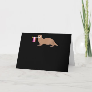 Tarjeta Otter Lovers | Otter Lesbian Flag Cutting Rainbow