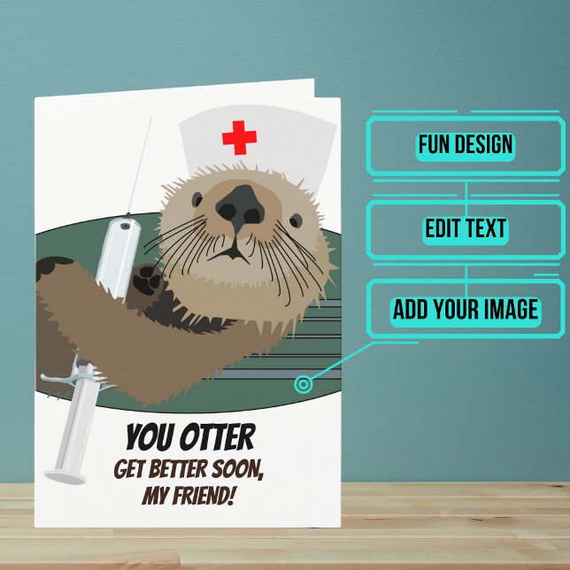 Tarjeta Otter Mejore Pronto (Send this lovely card to your loved one who is brave in the face of an accident or illness.)
