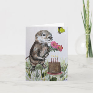 Tarjeta Otter tiene un cumpleaños feliz