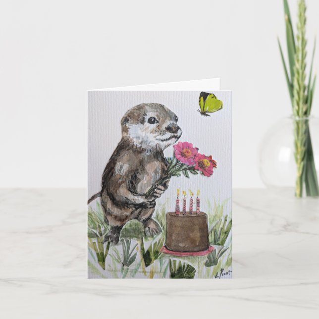 Tarjeta Otter tiene un cumpleaños feliz (Anverso)