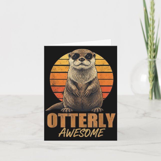 Tarjeta Otterly Awesome Retro Sunset Sea Otter Lover Graph (Anverso)