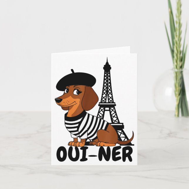 Tarjeta Oui-ner Dog Funny Dachshund Wiener Sausage Ween Do (Anverso)